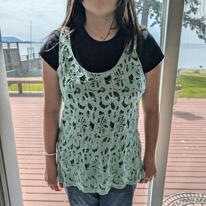 Pinky Brand Green Lace Tank Top And New Black Tee